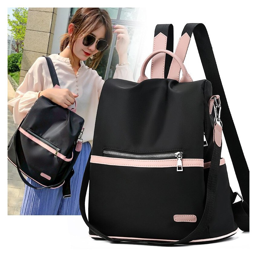 Foto 8 pulgar | Mochila Impermeable de Nylon Negra para Mujer - Venta Internacional