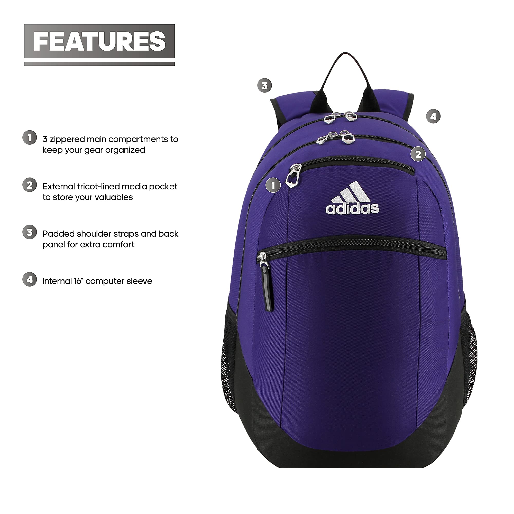 Foto 3 pulgar | Mochila Adidas Striker 2 Team Collegiate - Venta Internacional