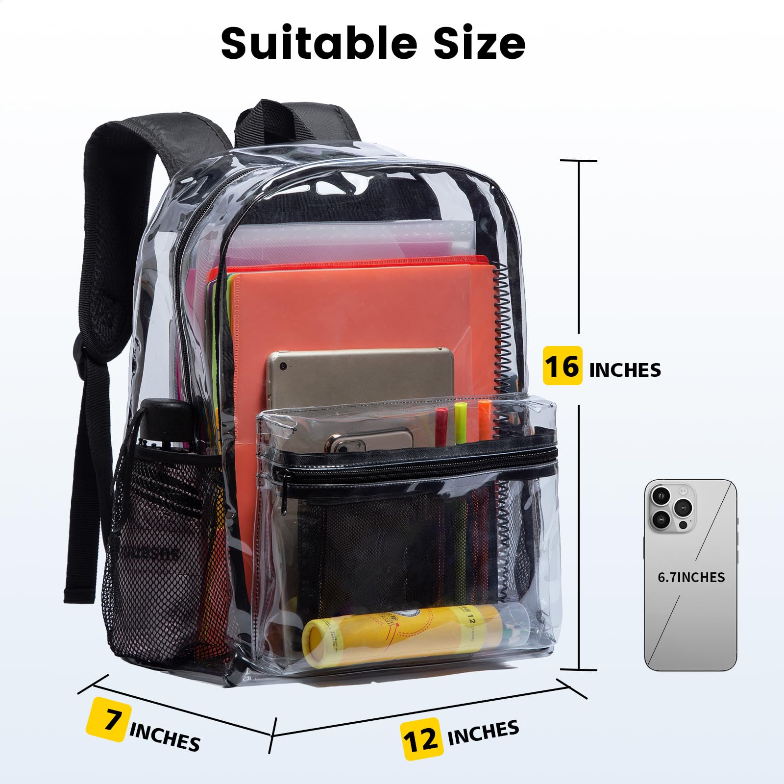 Foto 2 | Mochila Vorspack de PVC Transparente Resistente Negra - Venta Internacional