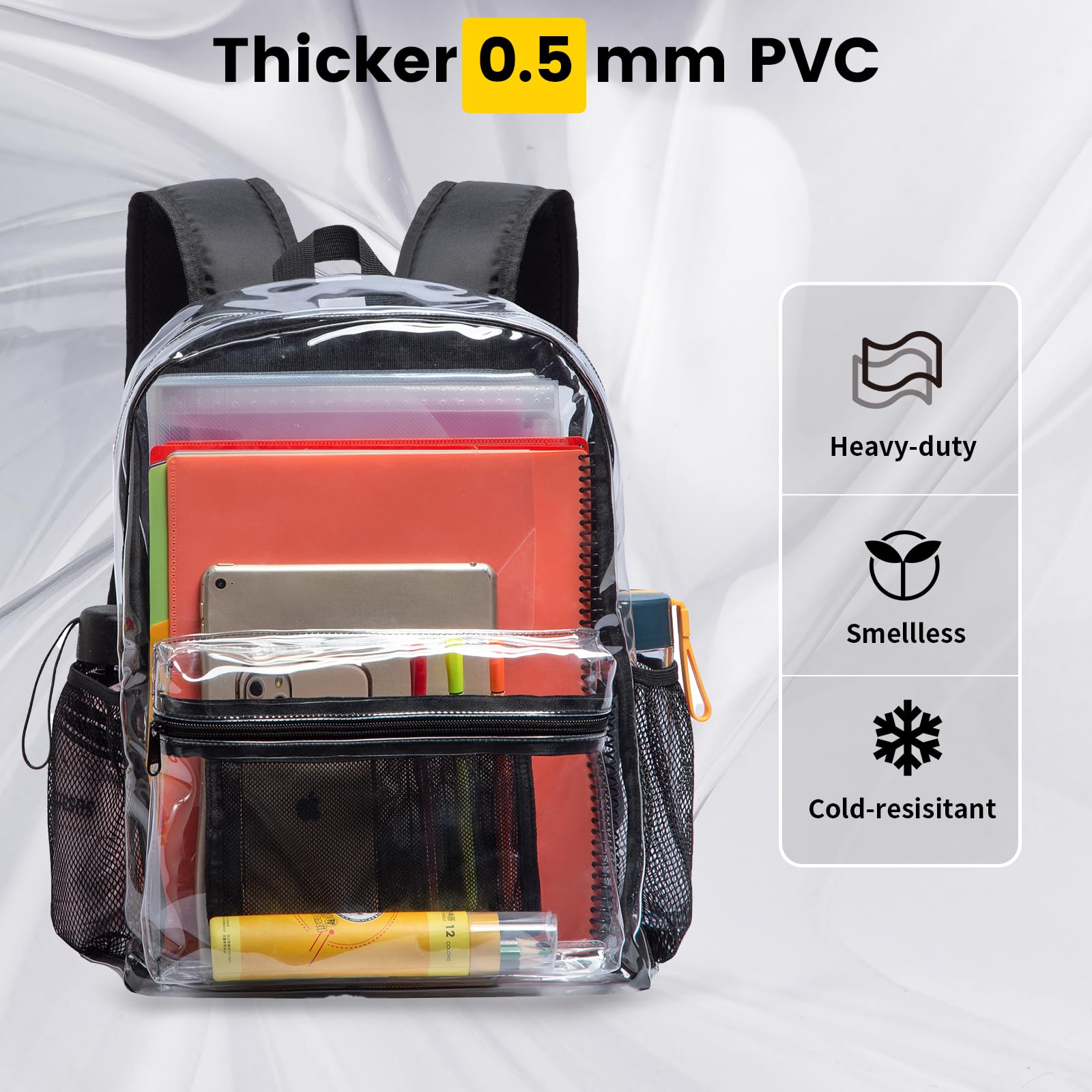 Foto 3 | Mochila Vorspack de PVC Transparente Resistente Negra - Venta Internacional