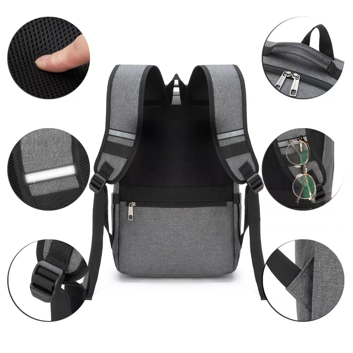 Foto 3 | Mochila Antirrobo Mochila Para Portátil Mochilas De Viaje Gris