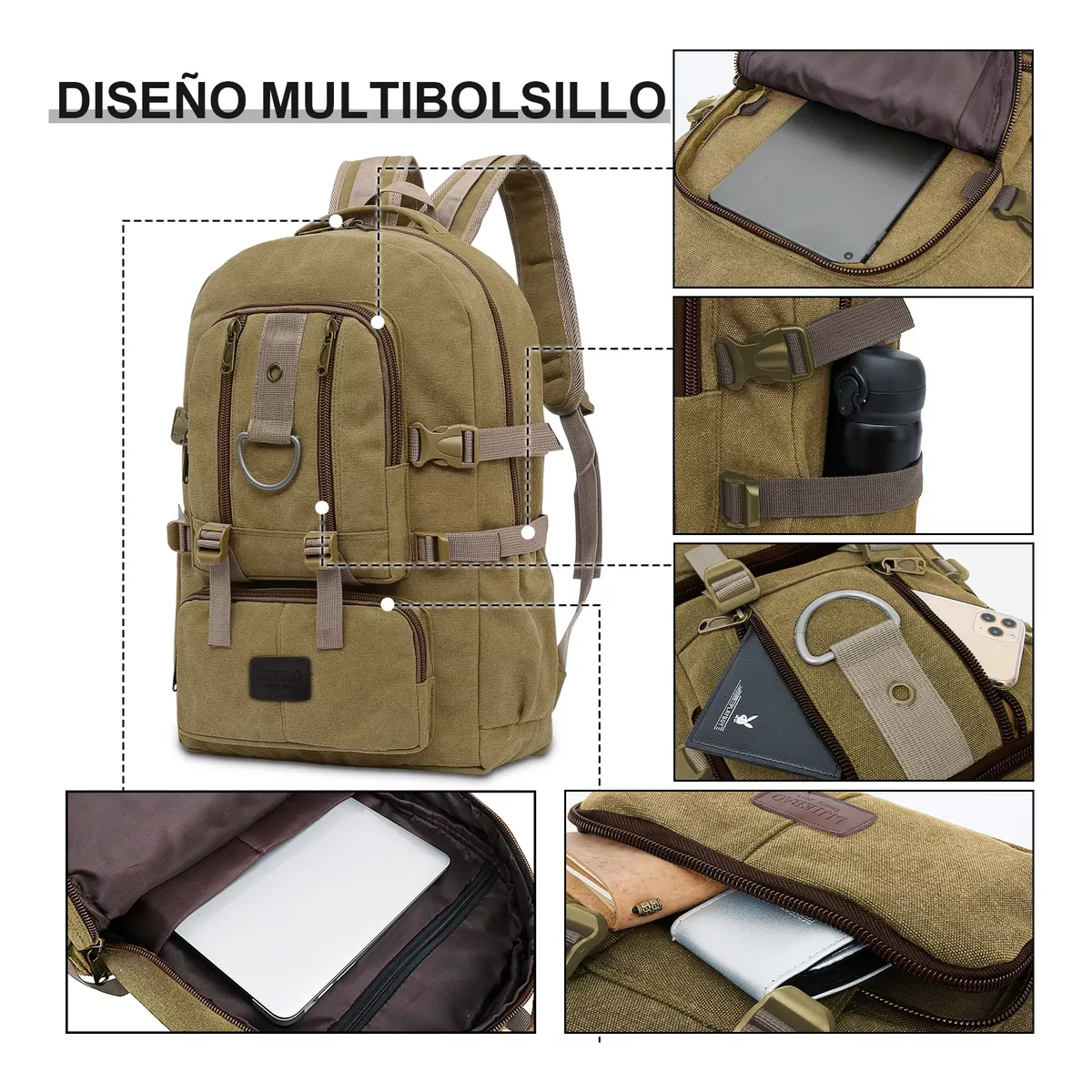 Foto 3 pulgar | Mochila De Viaje De Gran Capacidad 21l Mochila De Camping Impermeable Mochila Para Laptop