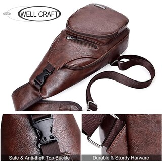 Foto 3 | Mochila Bandolera de Piel con Puerto Usb para Hombre - Venta Internacional