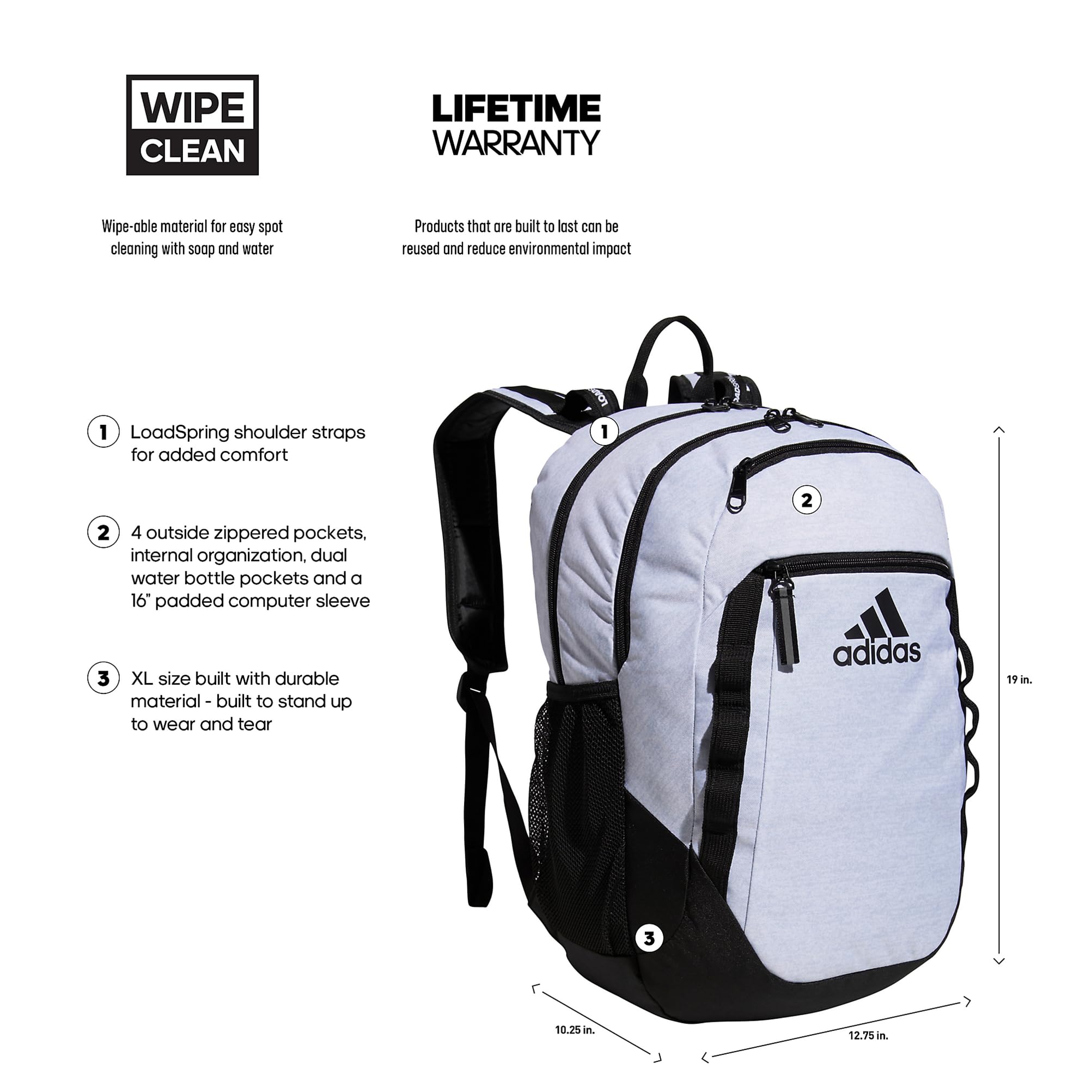 Foto 3 pulgar | Mochila Adidas Excel 6 Jersey Blanco - Venta Internacional