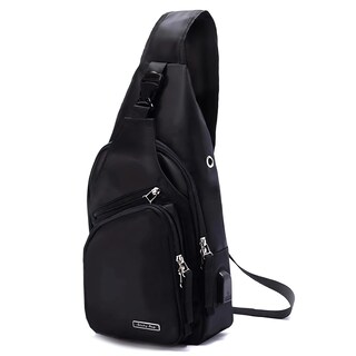 Foto 1 | Mochila Tipo Bandolera Seoky Rop de Nailon Resistente Al Agua con Puerto Usb Color Negro - Venta Internacional