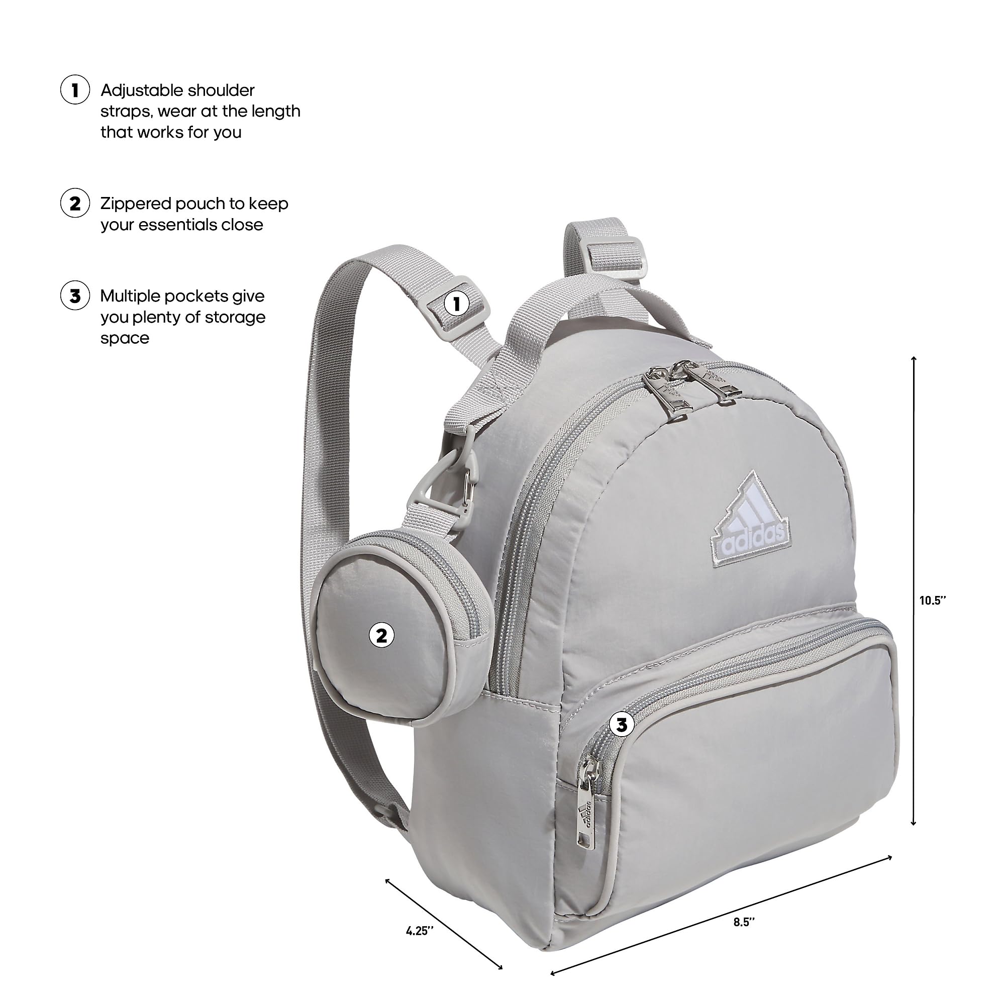 Foto 2 | Mochila Adidas Must Have Mini Festivals Travel Color Gris Talla Única - Venta Internacional