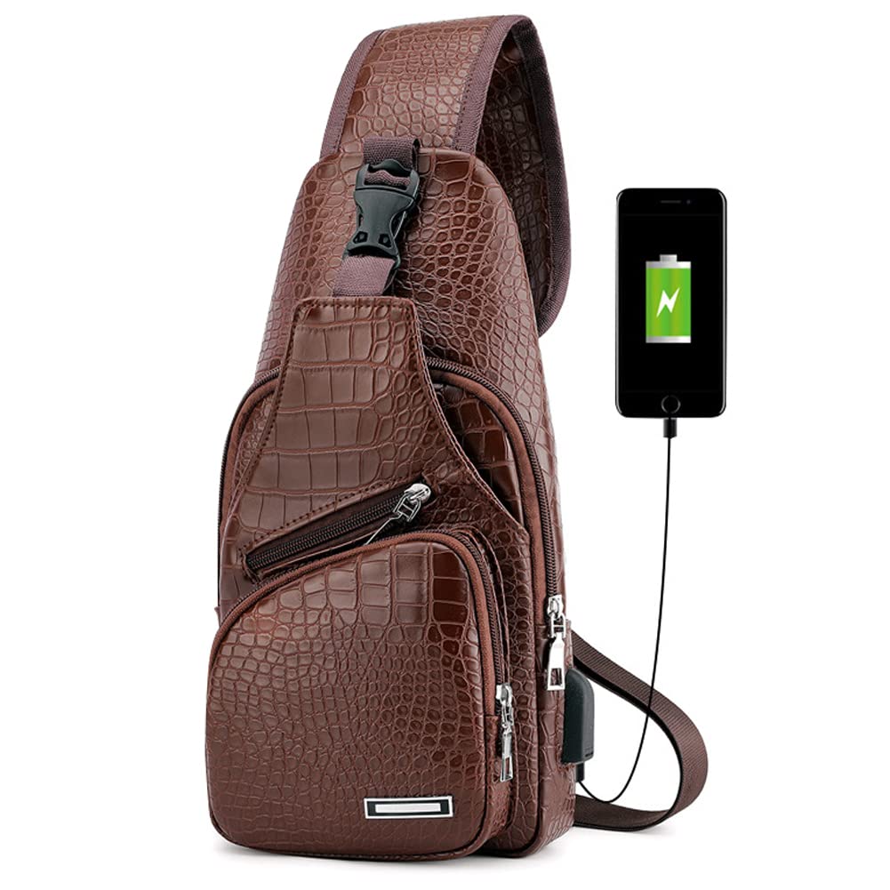 Foto 2 pulgar | Mochila Bandolera de Piel con Puerto Usb para Hombre - Venta Internacional