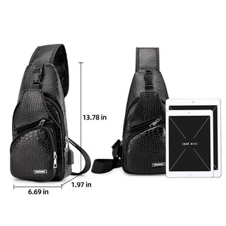 Foto 4 | Mochila Bandolera de Piel con Puerto Usb para Hombre - Venta Internacional