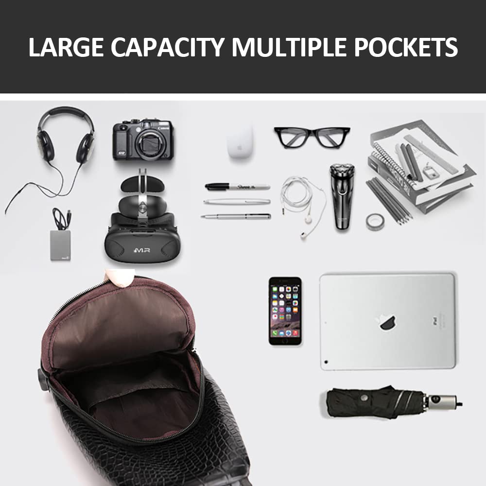 Foto 6 pulgar | Mochila Bandolera de Piel con Puerto Usb para Hombre - Venta Internacional