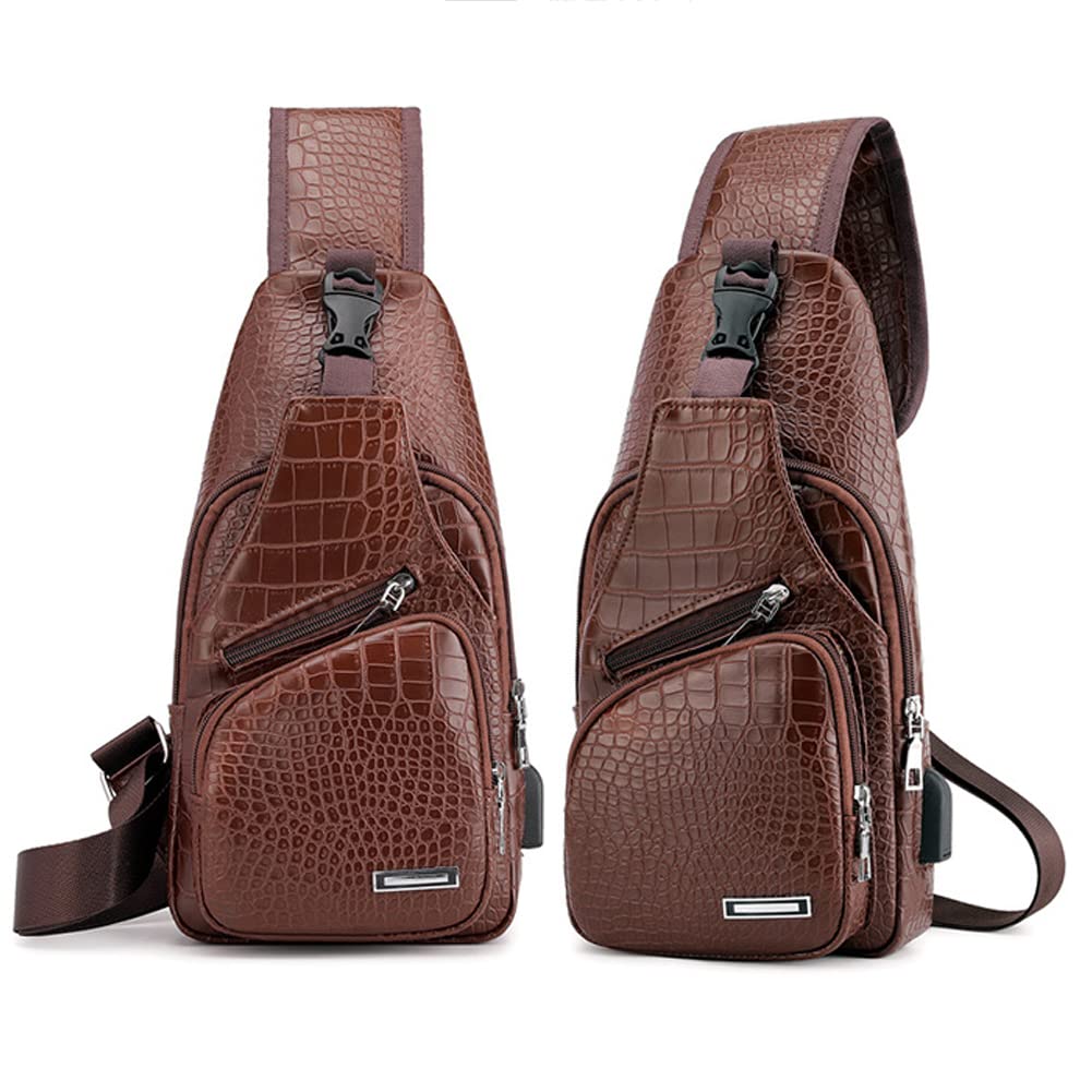 Foto 7 pulgar | Mochila Bandolera de Piel con Puerto Usb para Hombre - Venta Internacional