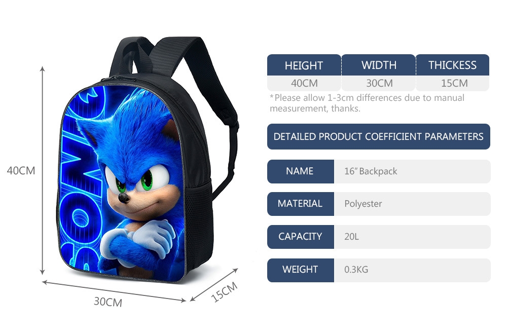 Foto 5 pulgar | Mochila Anime Sonic para Niño- Venta Internacional