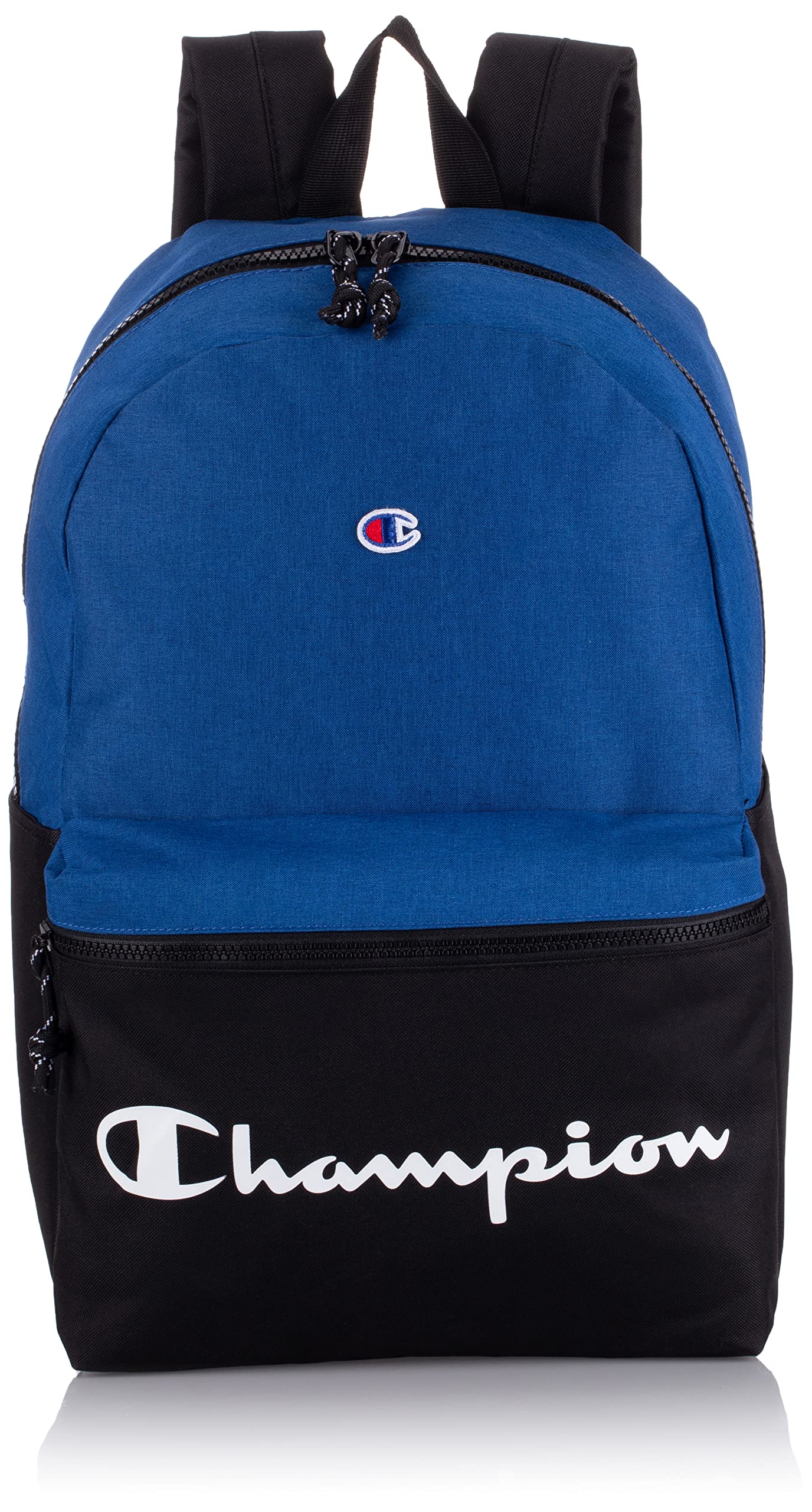 Mochila Champion Manuscript Azul con Bolsillo Frontal - Venta Internacional