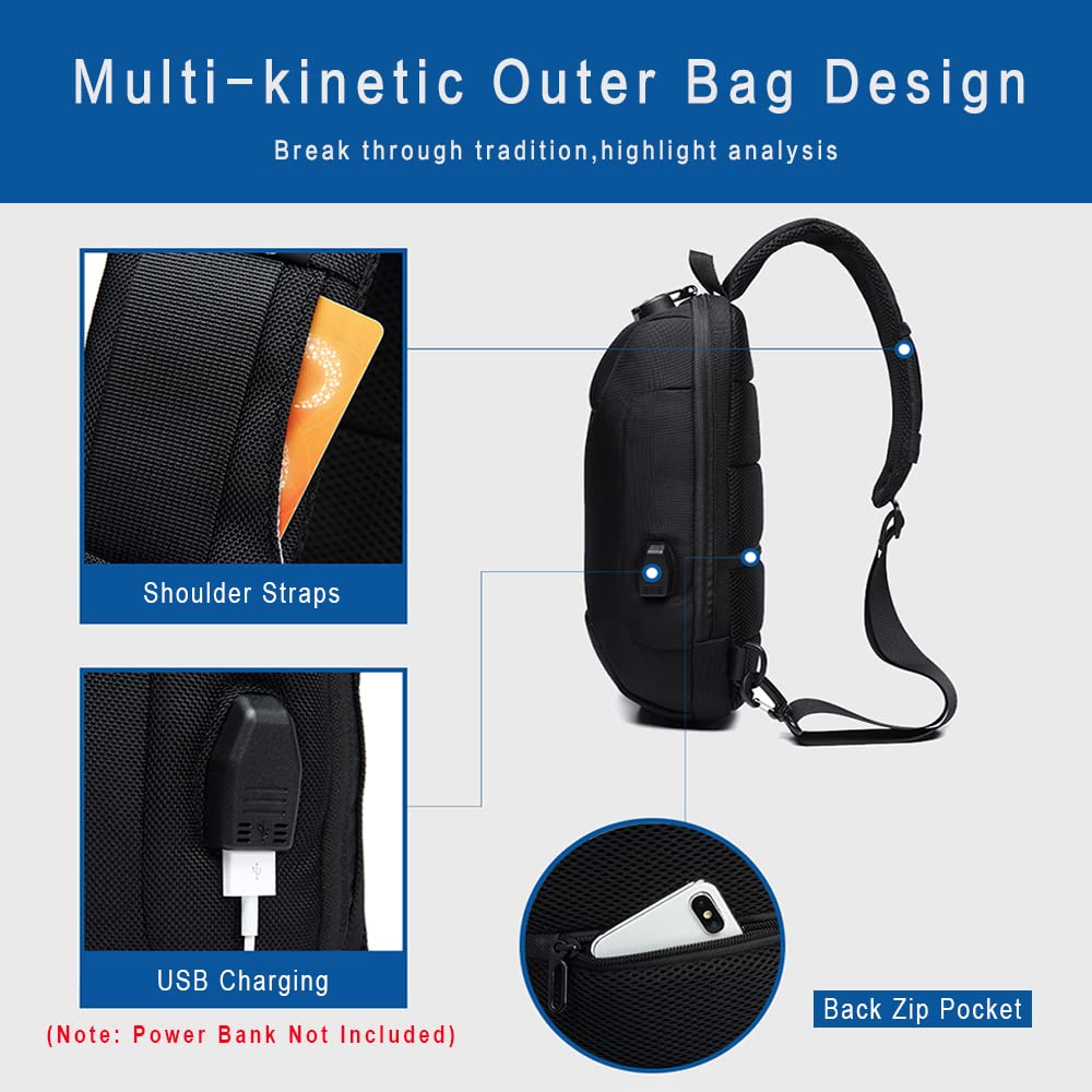 Foto 4 pulgar | Mochila Bandolera Ozuko USB Antirrobo para Hombre y Mujer - Venta Internacional