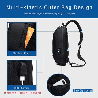 Foto 3 | Mochila Bandolera Ozuko USB Antirrobo para Hombre y Mujer - Venta Internacional
