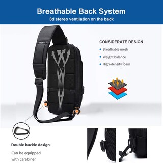 Foto 5 | Mochila Bandolera Ozuko USB Antirrobo para Hombre y Mujer - Venta Internacional