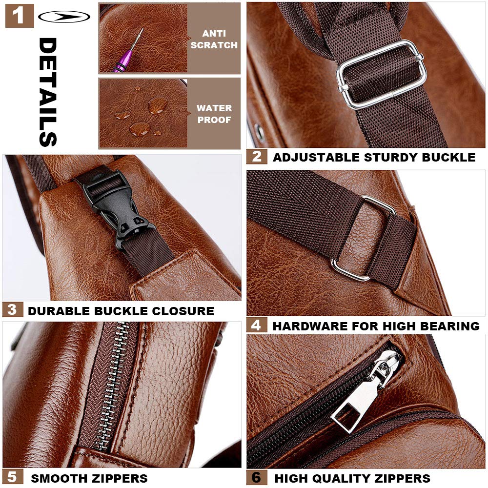 Foto 3 pulgar | Mochila Bandolera de Piel con Puerto USB para Hombre - Venta Internacional