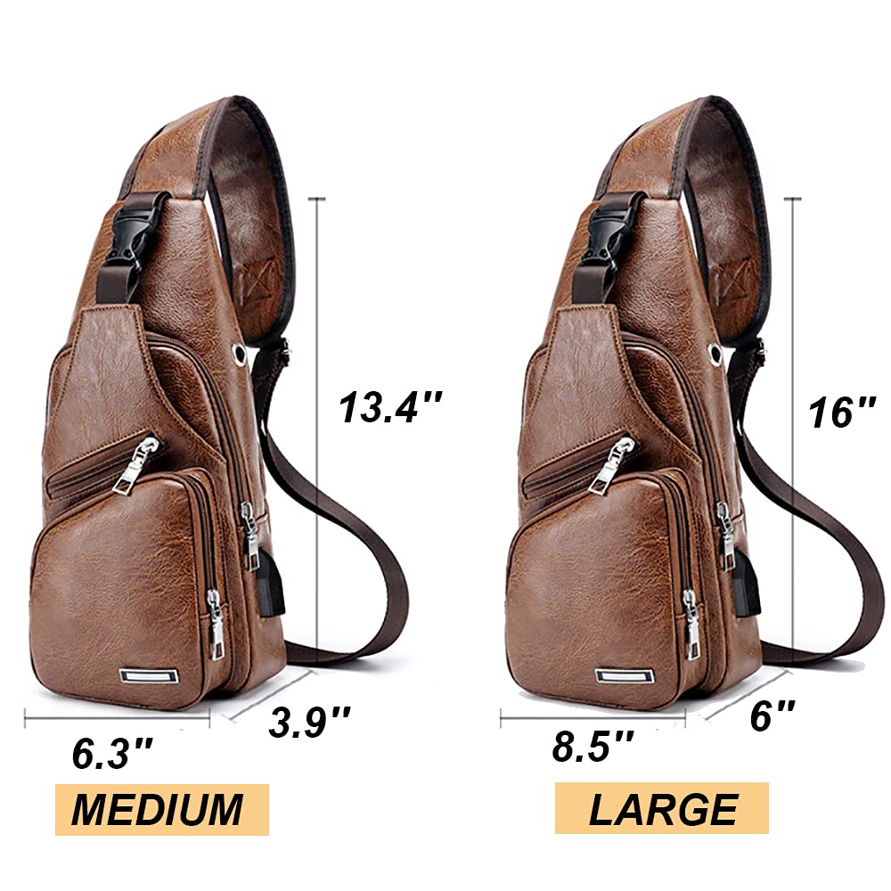 Foto 6 pulgar | Mochila Bandolera de Piel con Puerto USB para Hombre - Venta Internacional