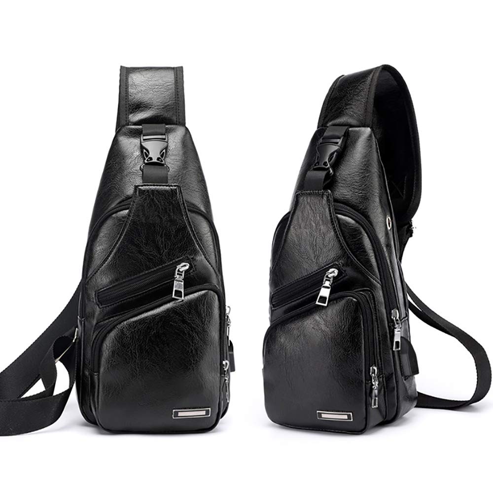 Foto 8 pulgar | Mochila Bandolera de Piel con Puerto USB para Hombre - Venta Internacional