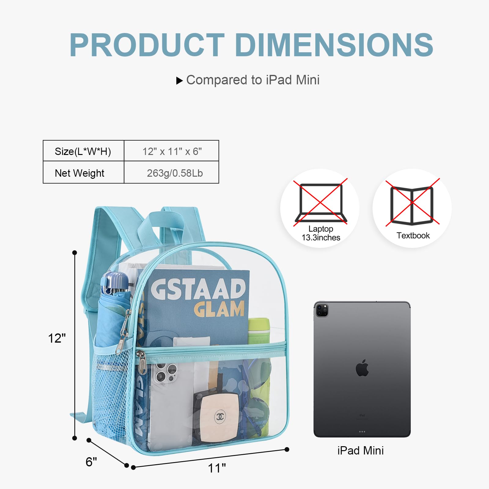 Foto 3 | Mochila Transparente Impermeable Aprobada por Uspeclare Stadium - Venta Internacional