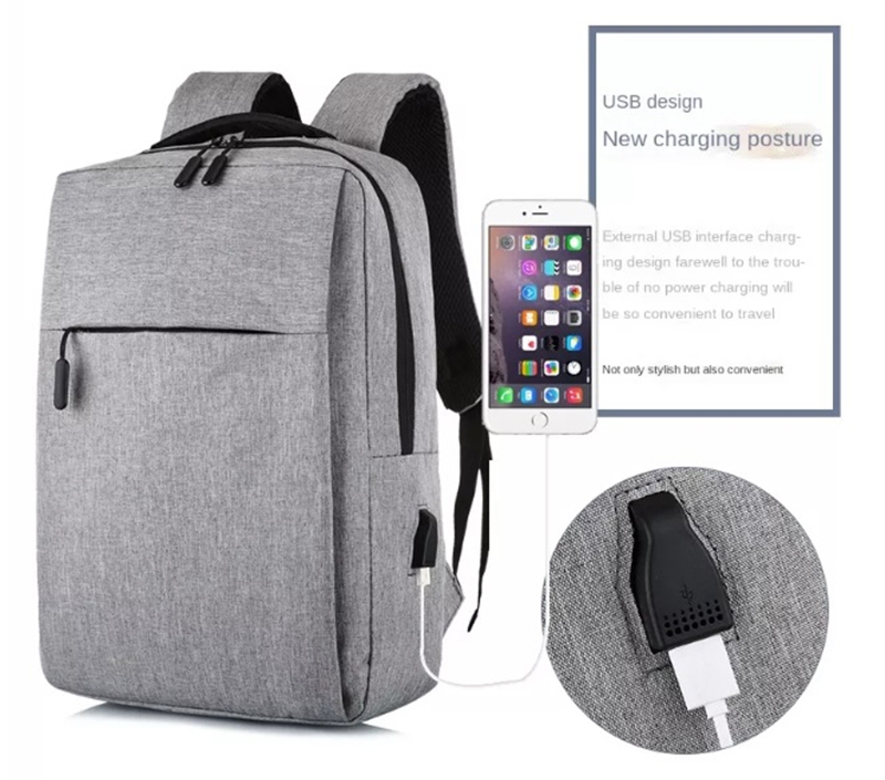 Foto 4 pulgar | Mochila Impermeable para Portátil con Puerto USB Gris - Venta Internacional