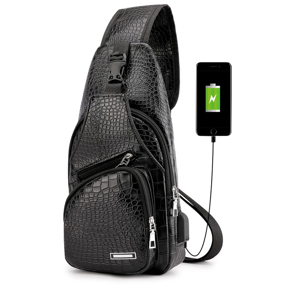 Foto 2 pulgar | Mochila Bandolera de Piel con Puerto Usb para Hombre - Venta Internacional