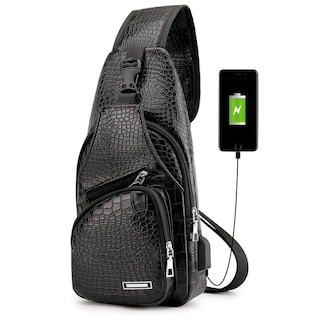 Foto 1 | Mochila Bandolera de Piel con Puerto Usb para Hombre - Venta Internacional