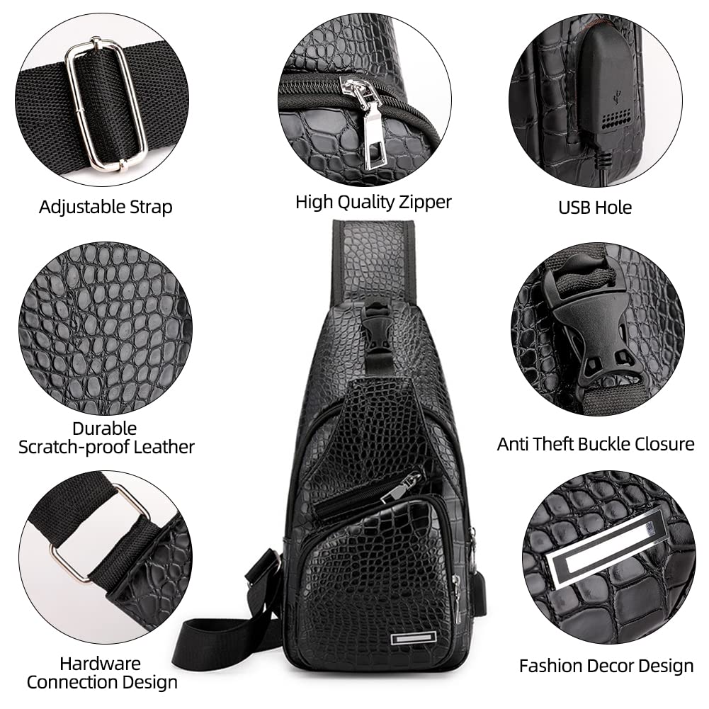 Foto 3 pulgar | Mochila Bandolera de Piel con Puerto Usb para Hombre - Venta Internacional