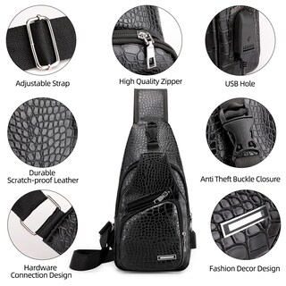 Foto 2 | Mochila Bandolera de Piel con Puerto Usb para Hombre - Venta Internacional