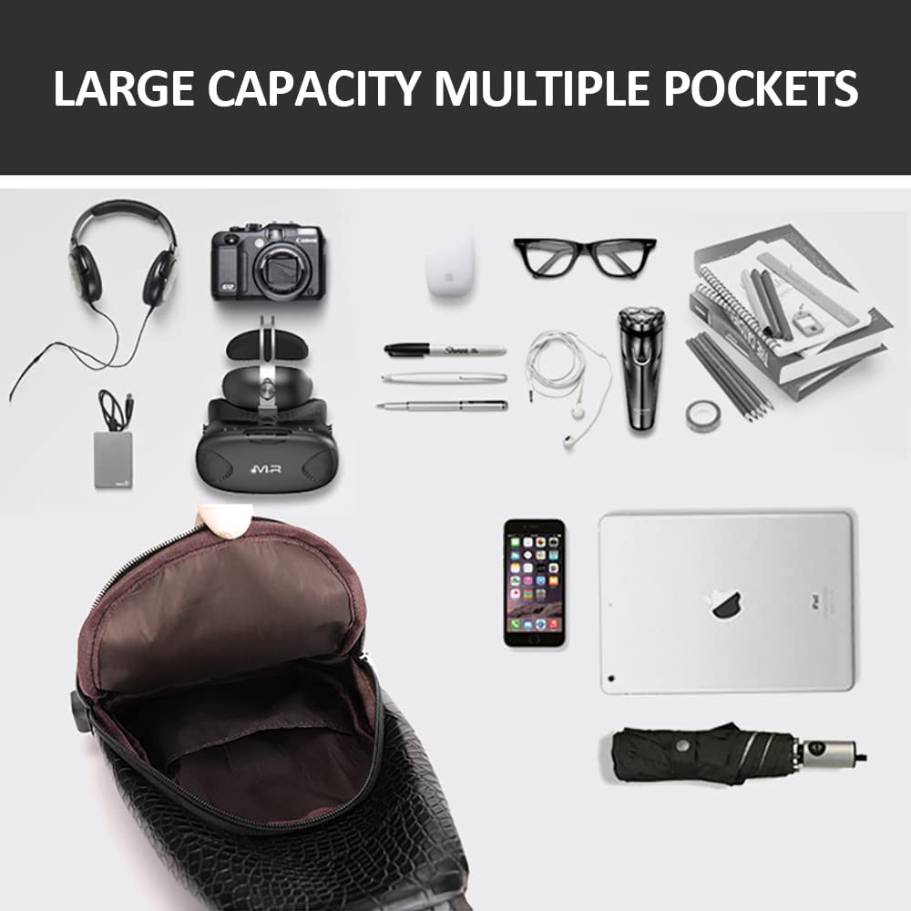 Foto 5 pulgar | Mochila Bandolera de Piel con Puerto Usb para Hombre - Venta Internacional