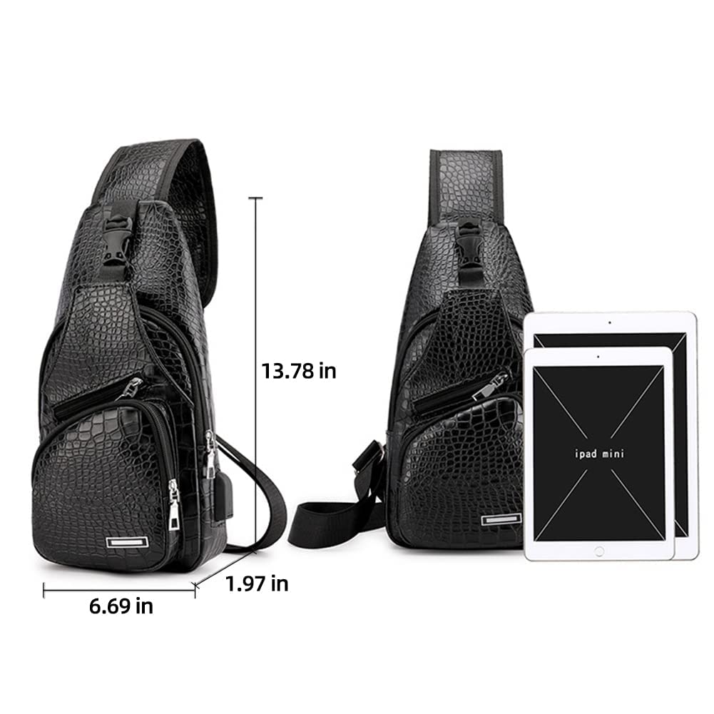 Foto 6 pulgar | Mochila Bandolera de Piel con Puerto Usb para Hombre - Venta Internacional
