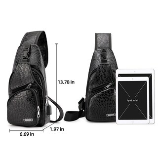 Foto 5 | Mochila Bandolera de Piel con Puerto Usb para Hombre - Venta Internacional
