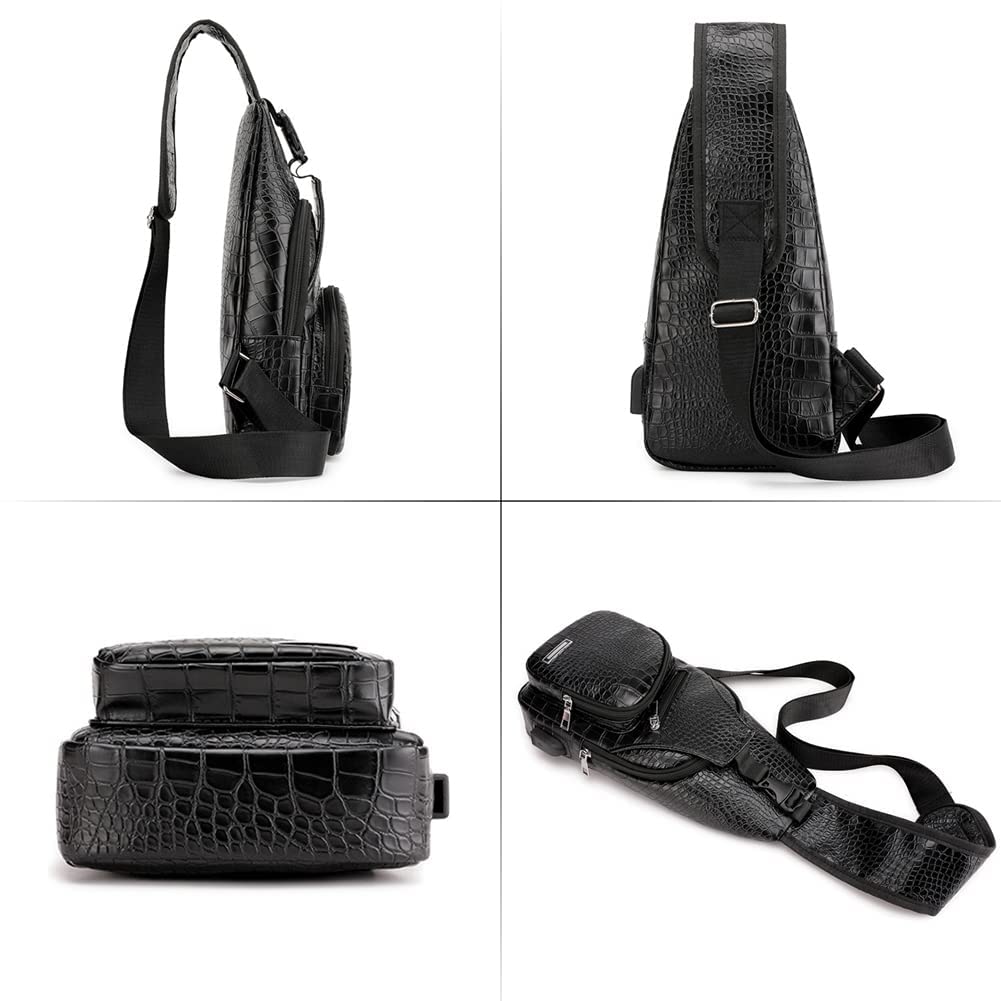 Foto 7 pulgar | Mochila Bandolera de Piel con Puerto Usb para Hombre - Venta Internacional