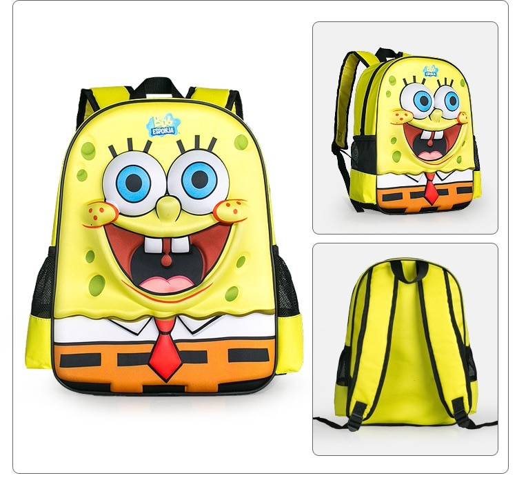 Foto 3 | Mochila con Estampado de Dibujos Animados de Bob Esponja para Viajes Infantiles - Venta Internacional
