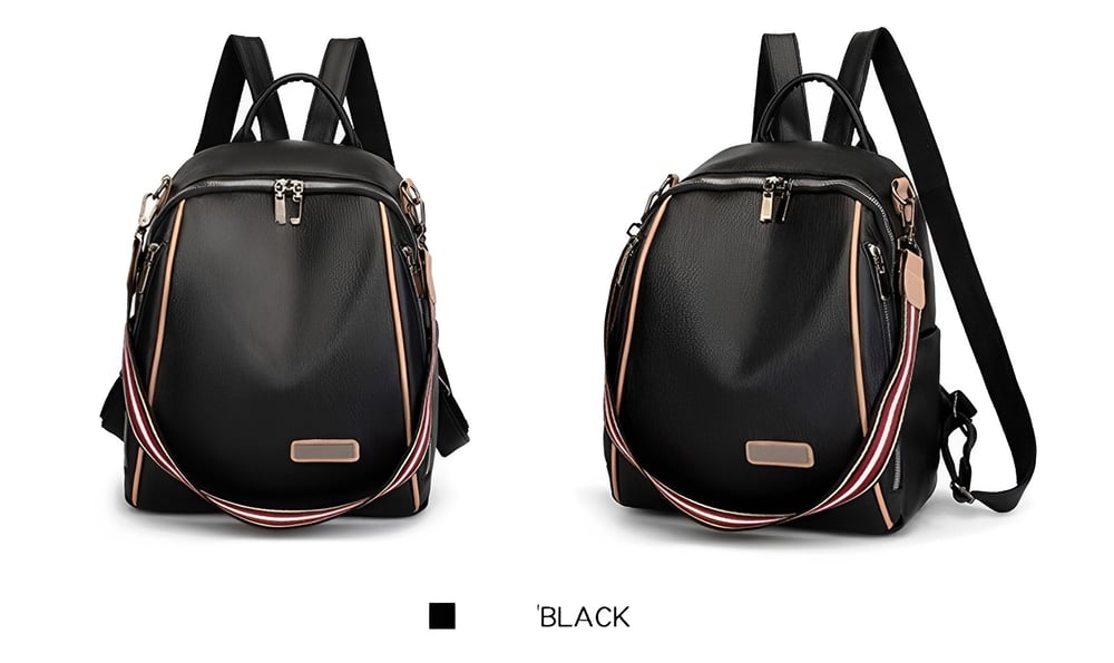 Foto 3 pulgar | Mochila Negra de Piel Sintética Diseño Juvenil - Venta Internacional