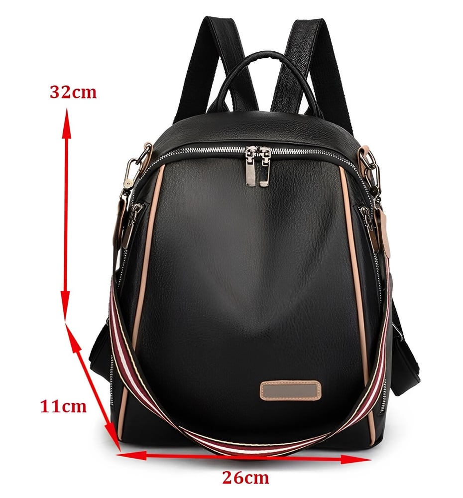 Foto 3 | Mochila Negra de Piel Sintética Diseño Juvenil - Venta Internacional