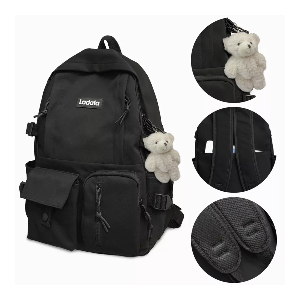 Foto 4 pulgar | Mochila Escolar y Casual Negra 35 L