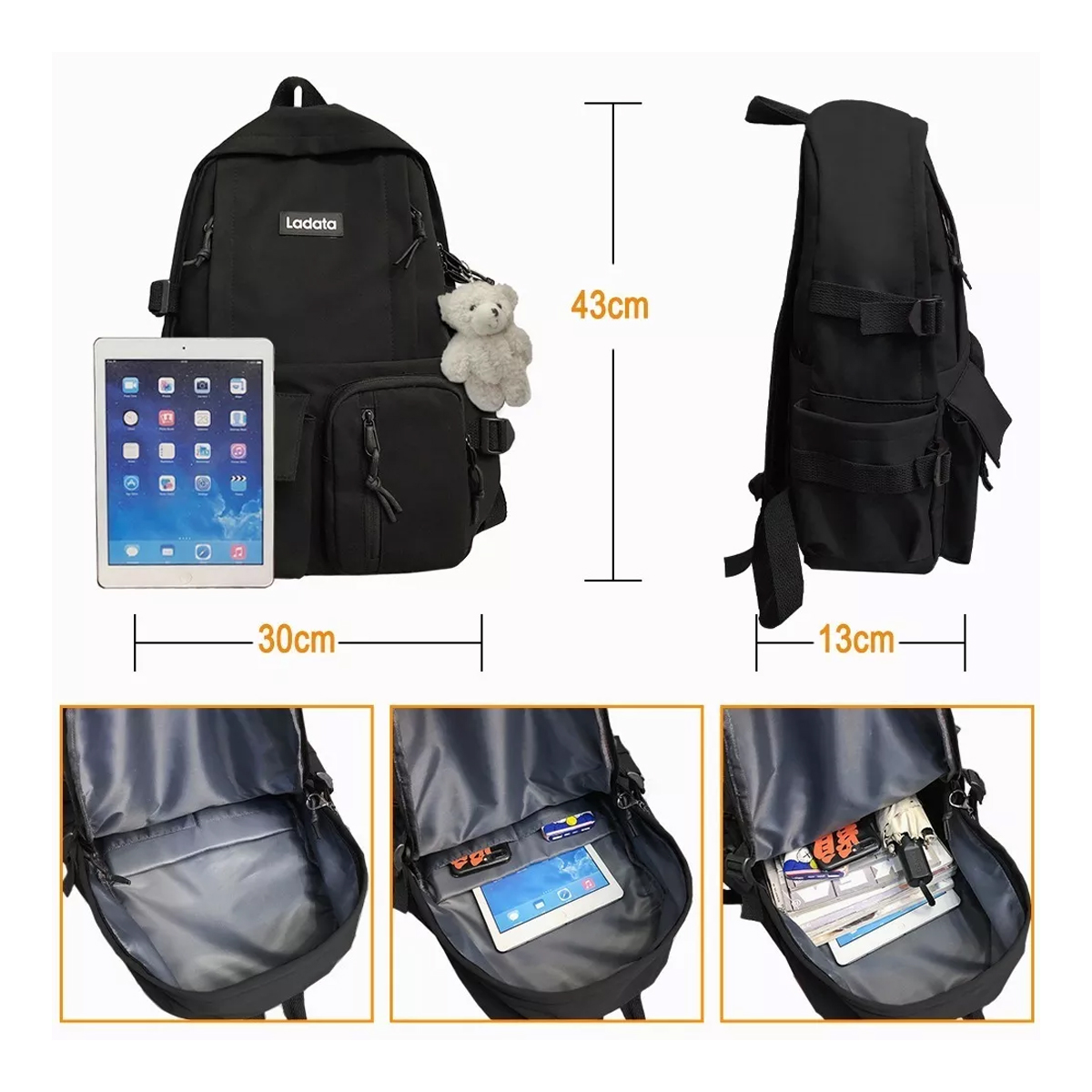Foto 4 | Mochila Escolar y Casual Negra 35 L