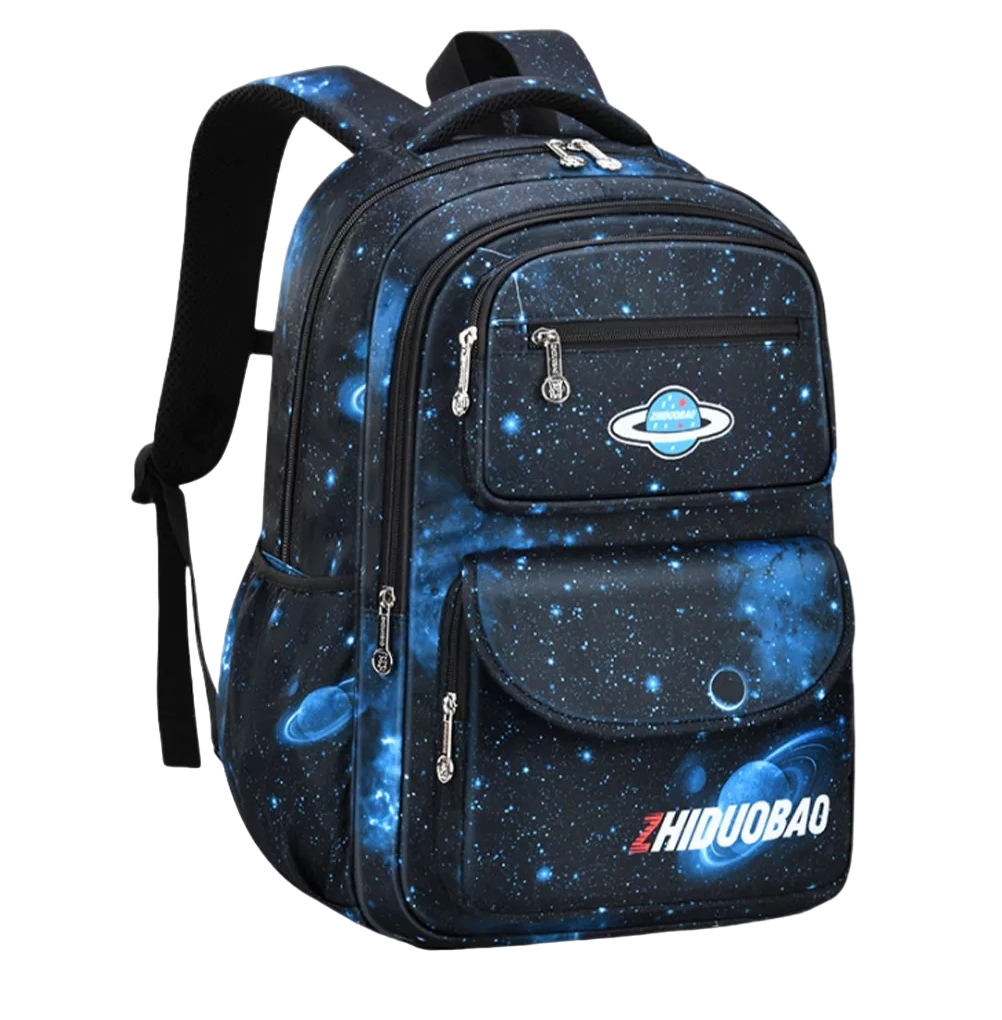 Mochila Escolar Zhiduobao de Planetas Negro con Azul