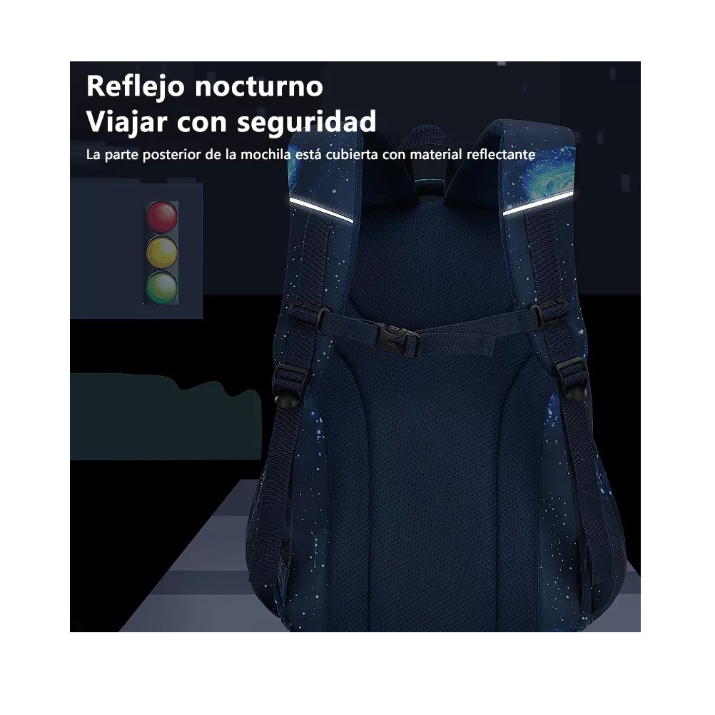 Foto 4 pulgar | Mochila Escolar Zhiduobao de Planetas Negro con Azul