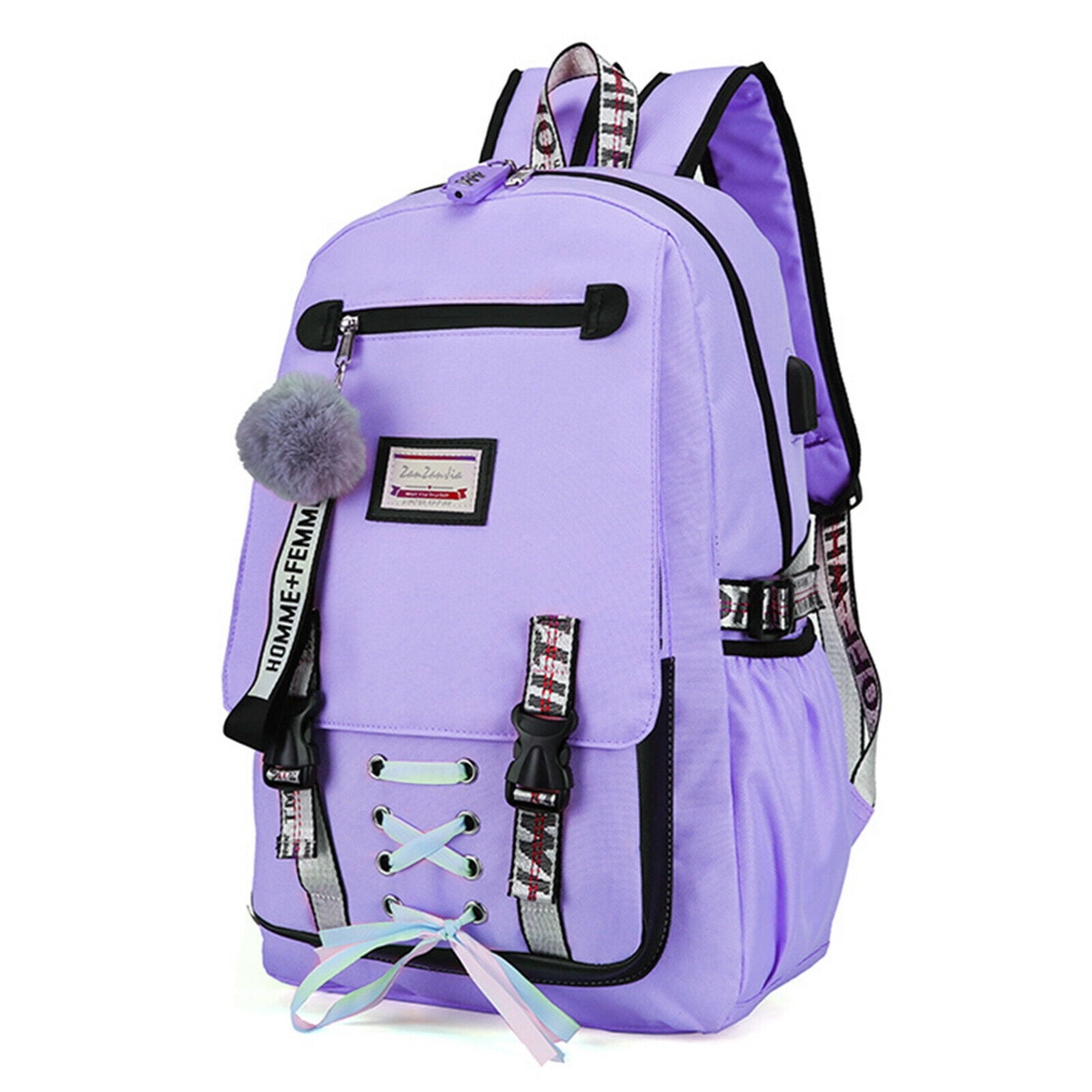 Foto 3 | Mochila Impermeable Antirrobo con Carga Usb 18L  Púrpura - Venta Internacional