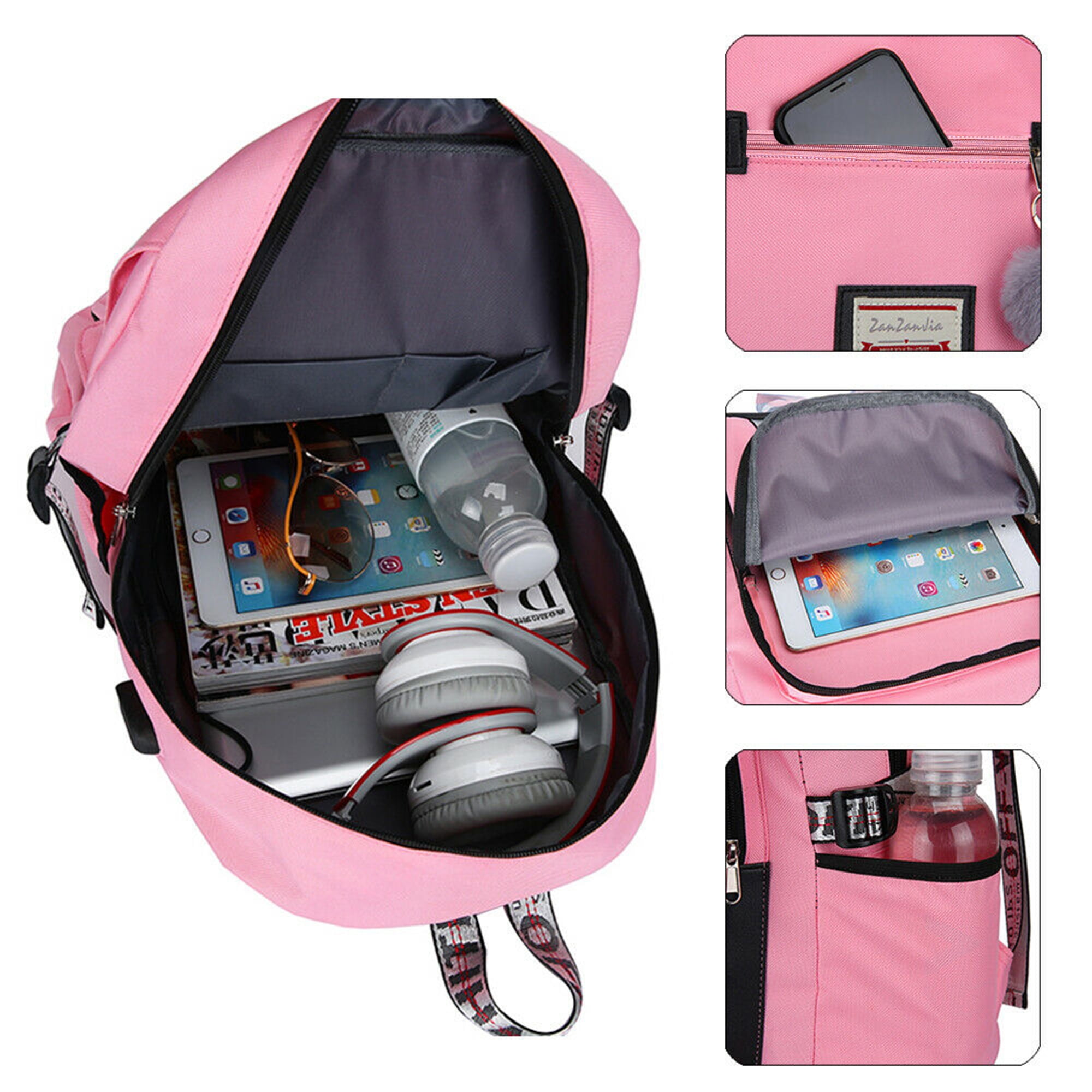 Foto 4 pulgar | Mochila Impermeable Antirrobo Con Carga Usb 18l - Rosa - Venta Internacional.