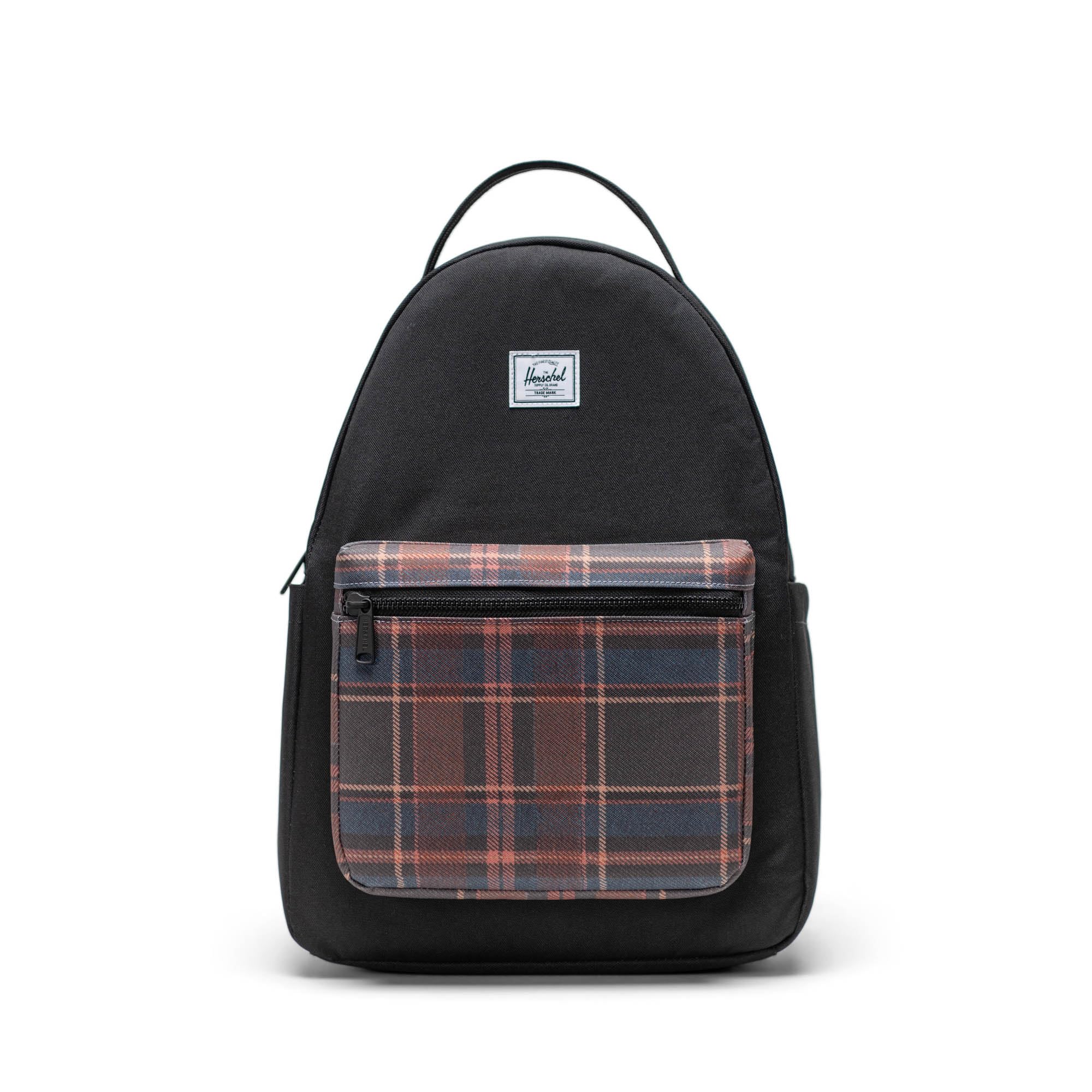 Mochila Herschel Nova Tela Reciclada Diseño de Cuadros Negros - Venta Internacional