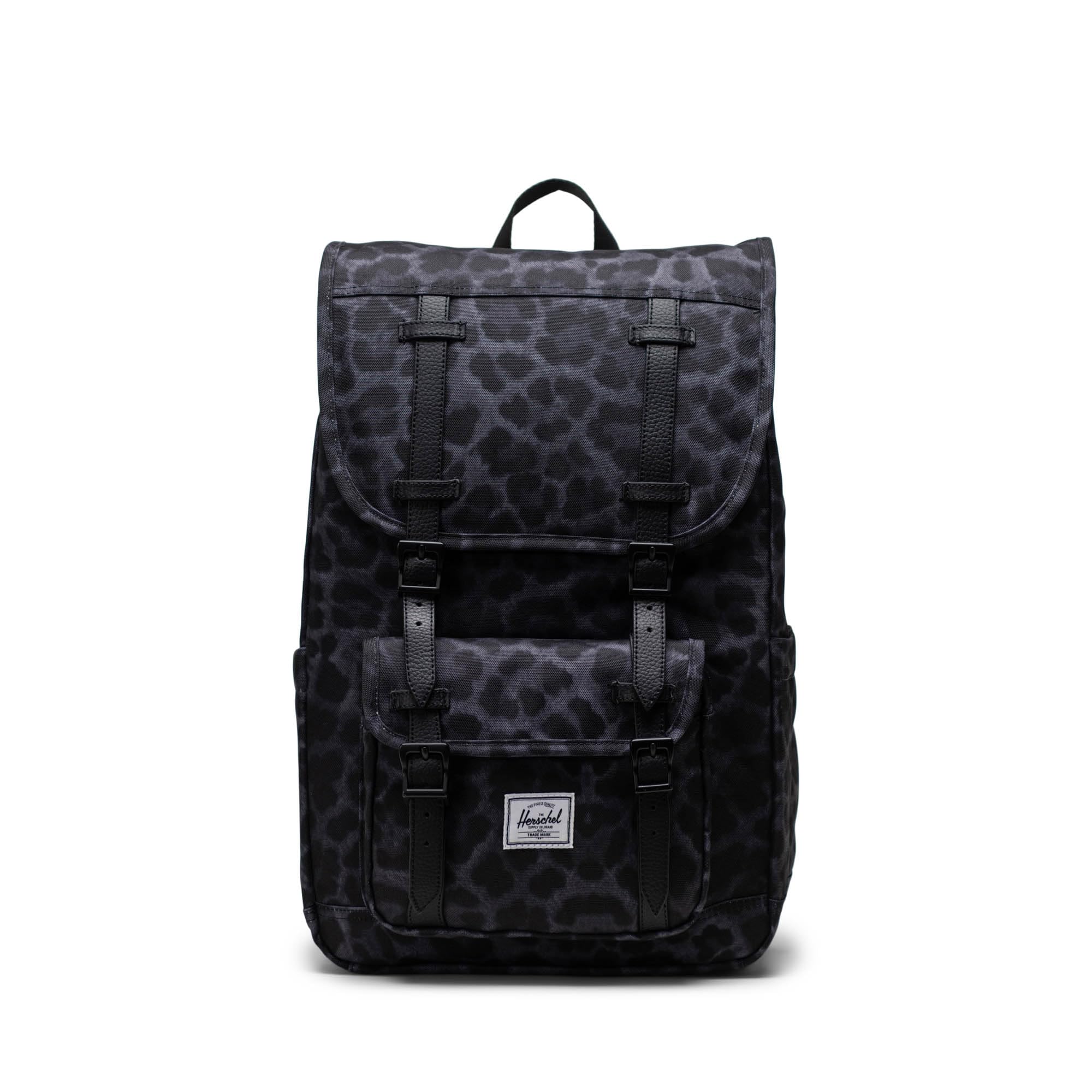 Foto 2 pulgar | Mochila Herschel Little America Mid Digi Leopard Negra - Venta Internacional