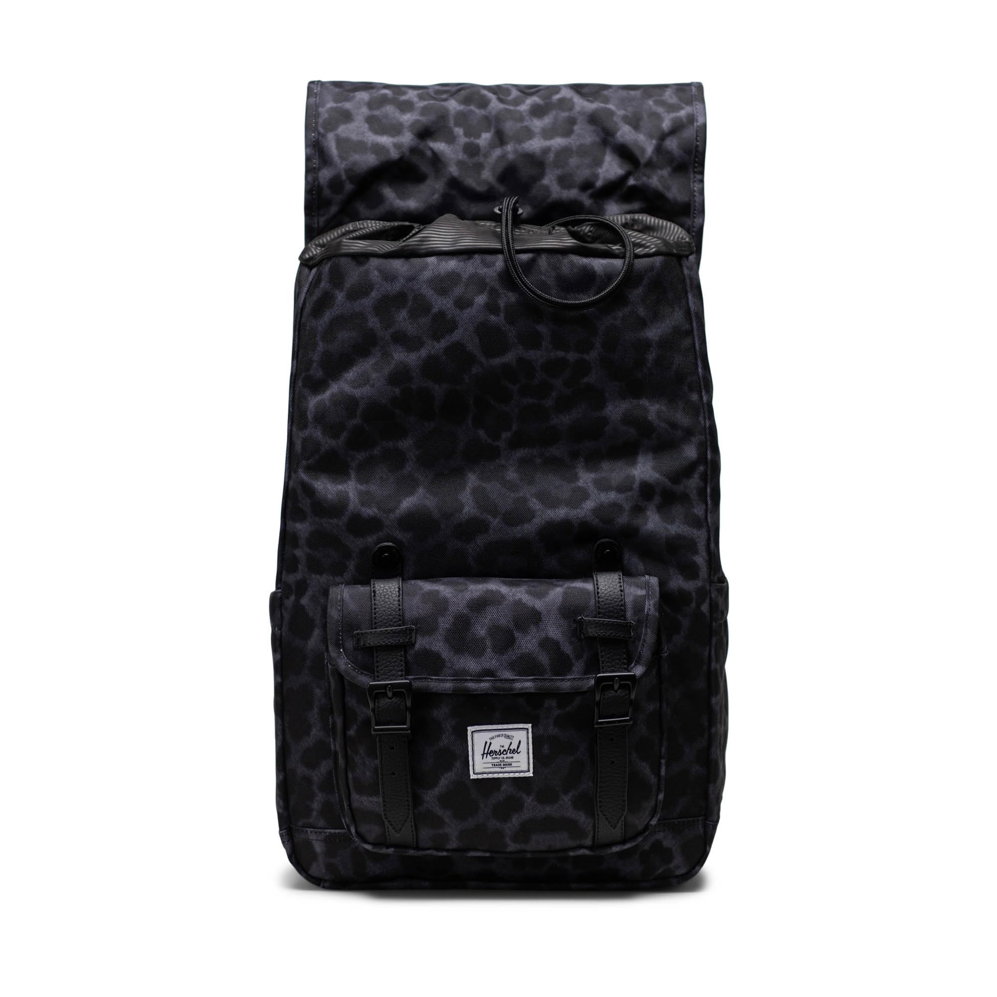 Foto 3 pulgar | Mochila Herschel Little America Mid Digi Leopard Negra - Venta Internacional