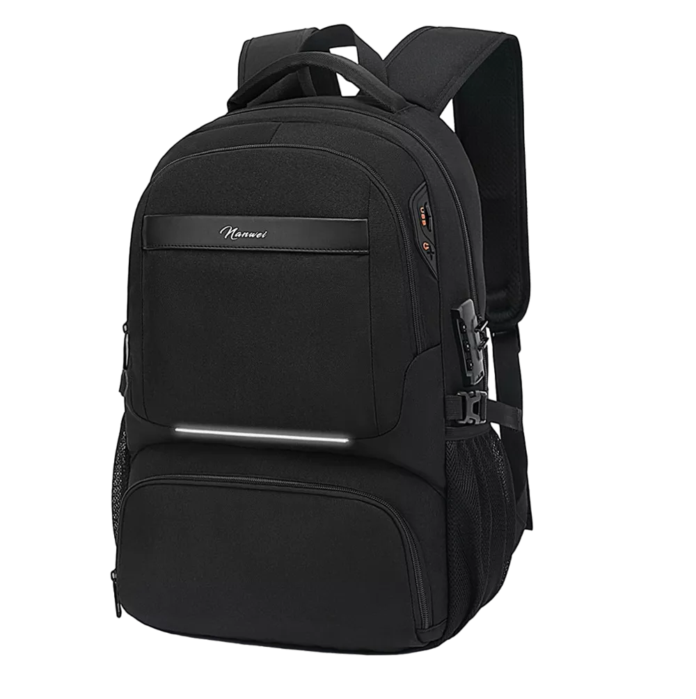Mochila de Almuerzo Nanwei Negra Antirrobo Impermeable para Portátil 15,6"