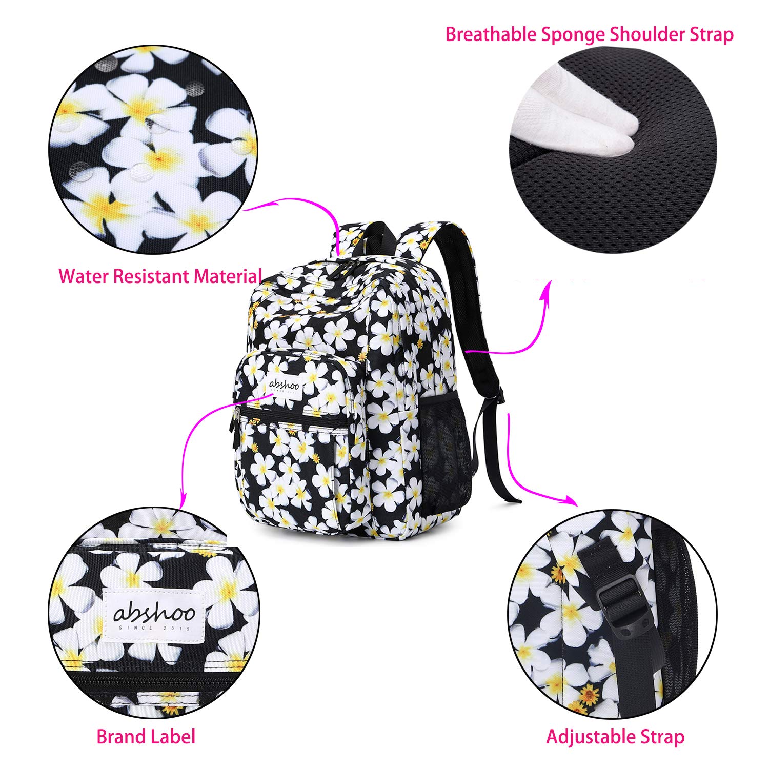 Foto 4 pulgar | Mochila Abshoo Classical Basic Floral Resistente Al Agua Para Mujer - Venta Internacional.