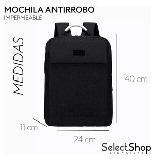 Foto 2 | Mochila Antirrobo Impermeable Escolar Con Contraseña Y Usb Color Negro Agarradera Plata