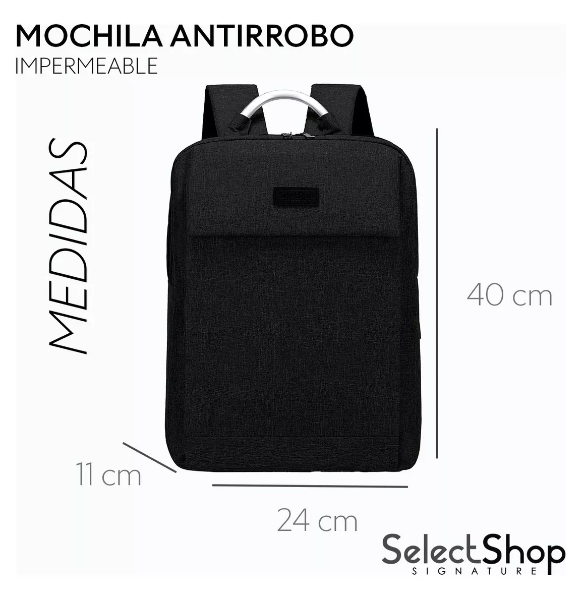 Foto 3 pulgar | Mochila Antirrobo Impermeable Escolar Con Contraseña Y Usb Color Negro Agarradera Plata