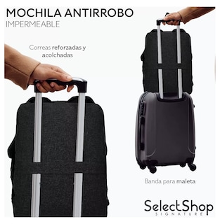 Foto 3 | Mochila Antirrobo Impermeable Escolar Con Contraseña Y Usb Color Negro Agarradera Plata