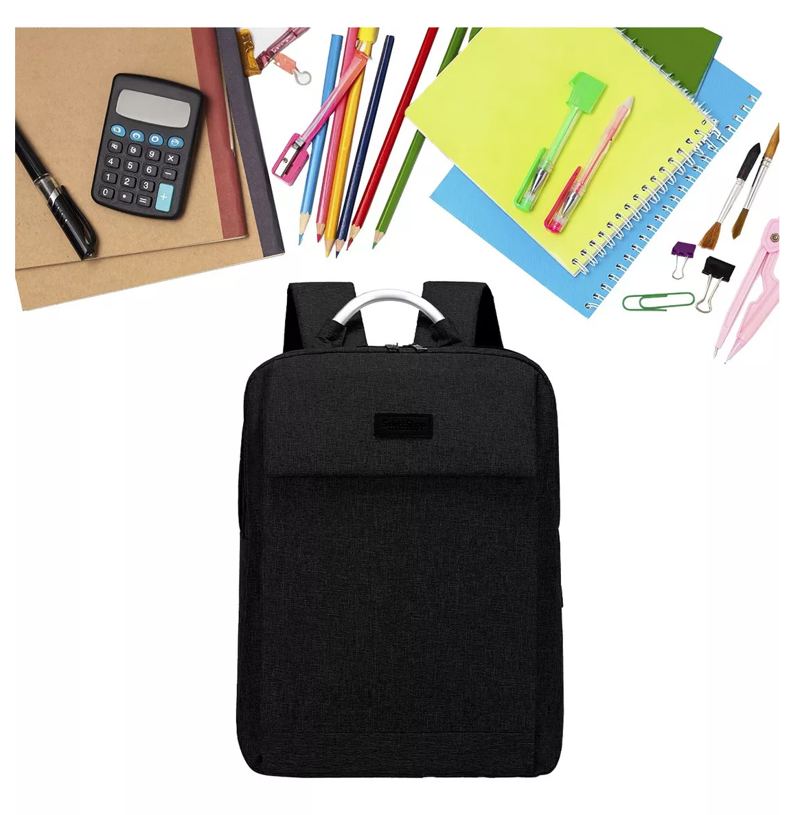 Foto 5 pulgar | Mochila Antirrobo Impermeable Escolar Con Contraseña Y Usb Color Negro Agarradera Plata